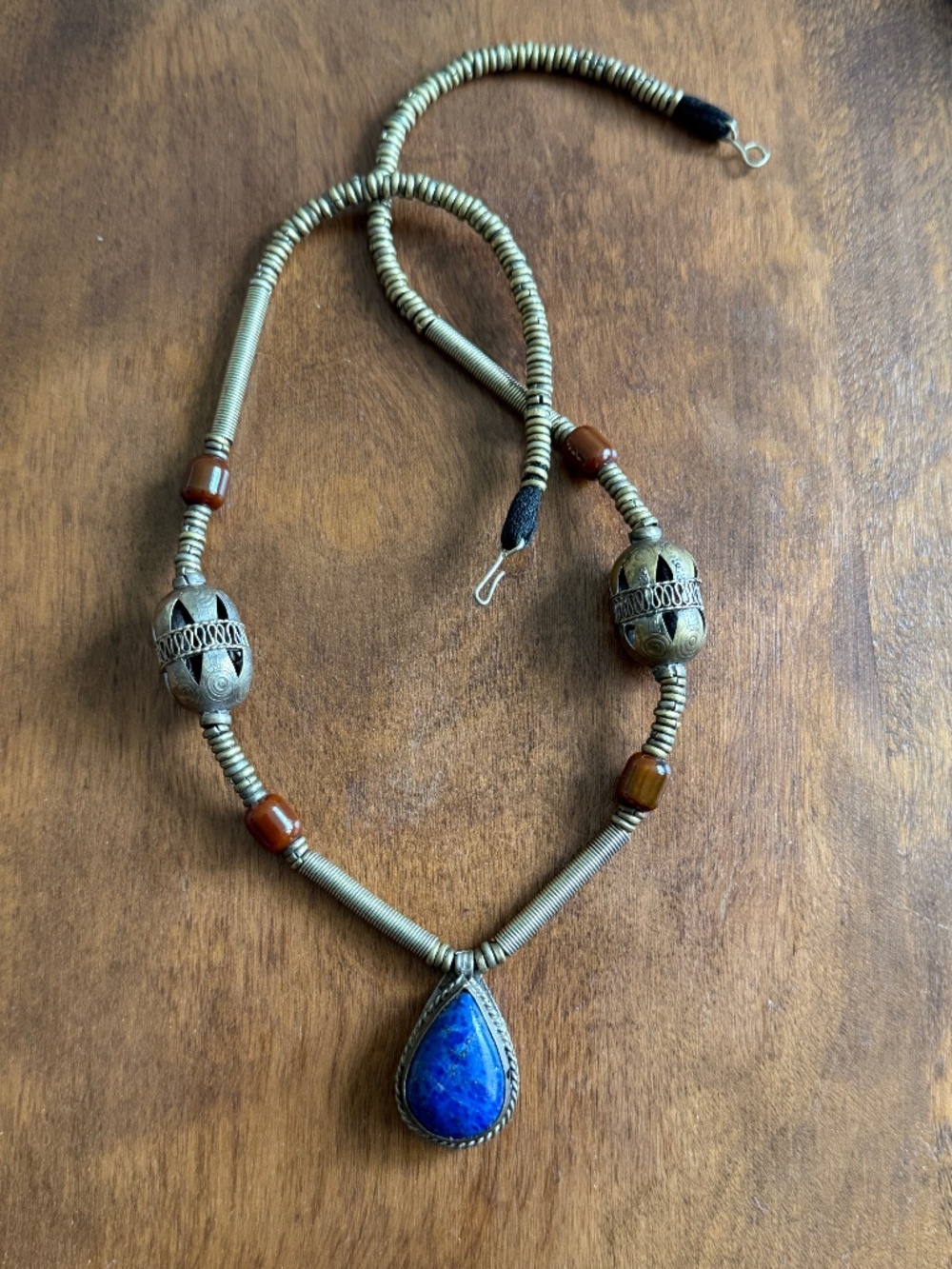 Vintage Boho Ethnic Globetrotter Statement Necklace Cobalt Blue